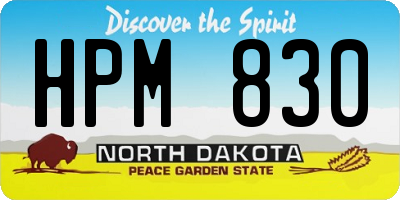 ND license plate HPM830