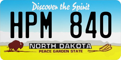 ND license plate HPM840