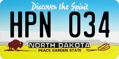 ND license plate HPN034