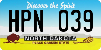 ND license plate HPN039