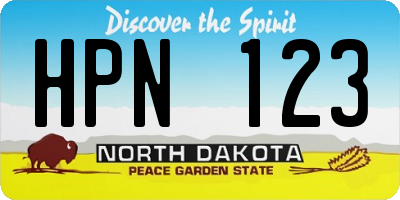 ND license plate HPN123