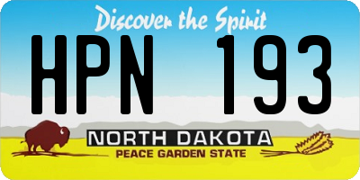 ND license plate HPN193