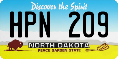 ND license plate HPN209
