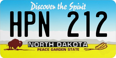 ND license plate HPN212