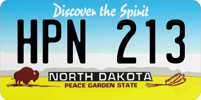 ND license plate HPN213