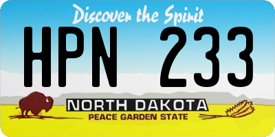 ND license plate HPN233