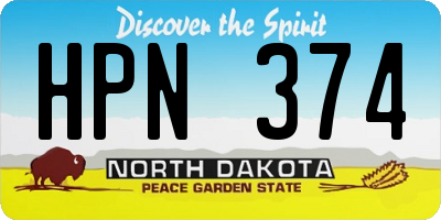 ND license plate HPN374