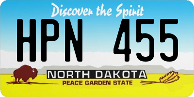 ND license plate HPN455