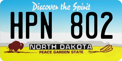 ND license plate HPN802