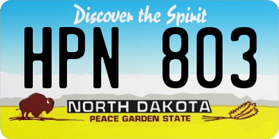ND license plate HPN803