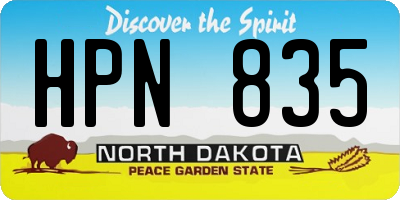 ND license plate HPN835