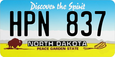 ND license plate HPN837