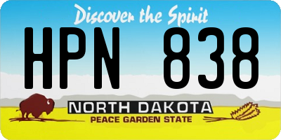 ND license plate HPN838