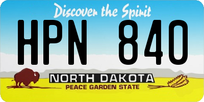 ND license plate HPN840