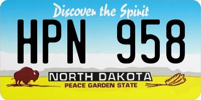 ND license plate HPN958