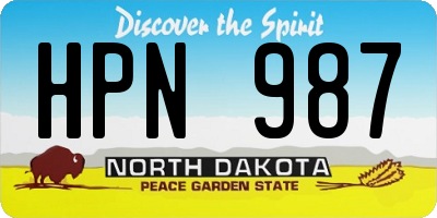 ND license plate HPN987