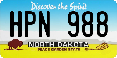 ND license plate HPN988