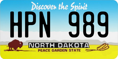 ND license plate HPN989