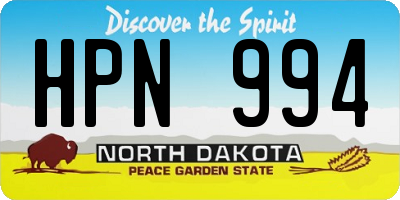 ND license plate HPN994