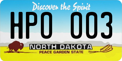 ND license plate HPO003