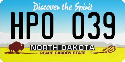 ND license plate HPO039