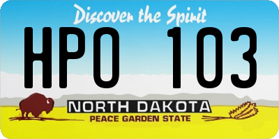 ND license plate HPO103