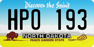 ND license plate HPO193