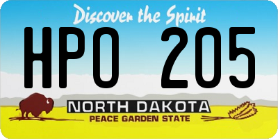 ND license plate HPO205
