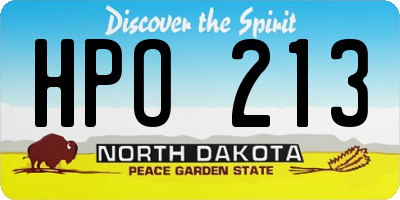 ND license plate HPO213