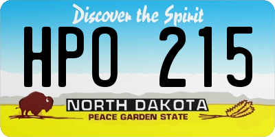 ND license plate HPO215