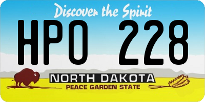 ND license plate HPO228