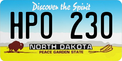 ND license plate HPO230