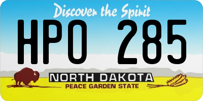 ND license plate HPO285