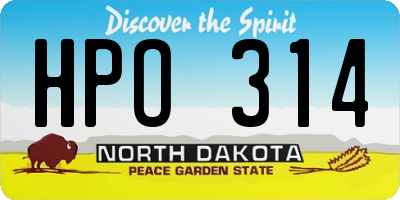 ND license plate HPO314