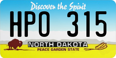 ND license plate HPO315