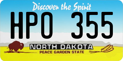 ND license plate HPO355