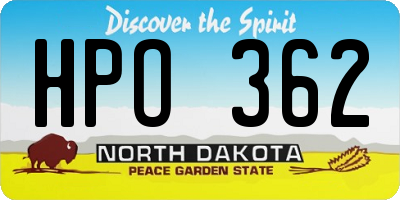ND license plate HPO362