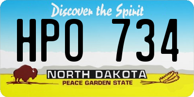 ND license plate HPO734