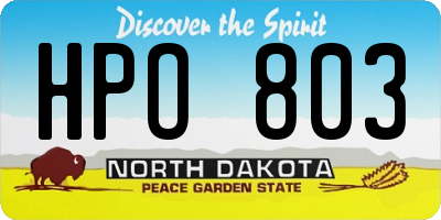 ND license plate HPO803