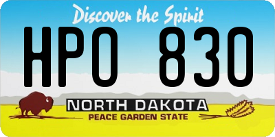 ND license plate HPO830