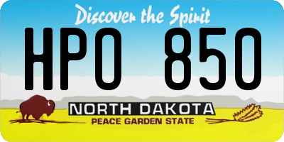 ND license plate HPO850