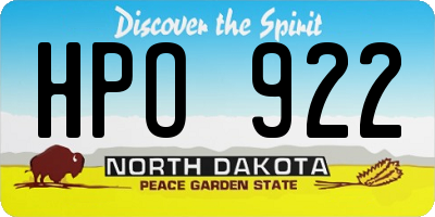 ND license plate HPO922