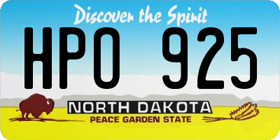 ND license plate HPO925