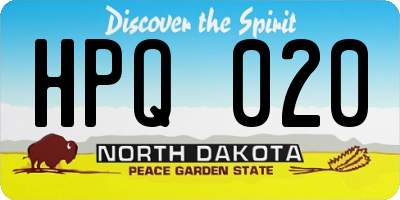 ND license plate HPQ020
