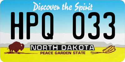 ND license plate HPQ033