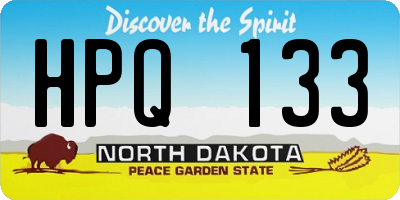 ND license plate HPQ133