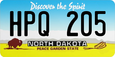 ND license plate HPQ205