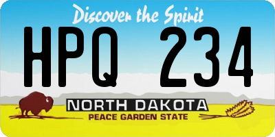 ND license plate HPQ234