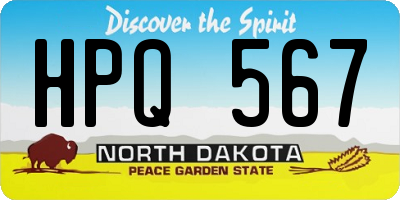 ND license plate HPQ567