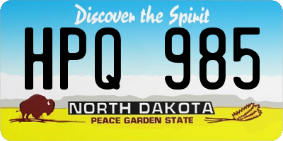ND license plate HPQ985